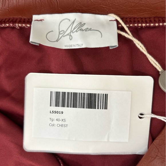 So Allure Italian Tier Ruffled Long Elegant Brown Chestnut Croc Print Skirt NWT - Picture 4 of 11